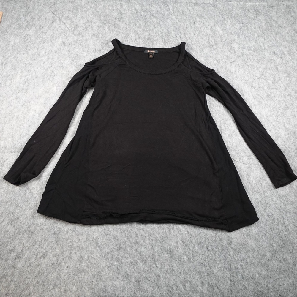 Ella Moss Top Women Extra Small Black‎ Cold Shoulder Long Sleeve Modal Blouse